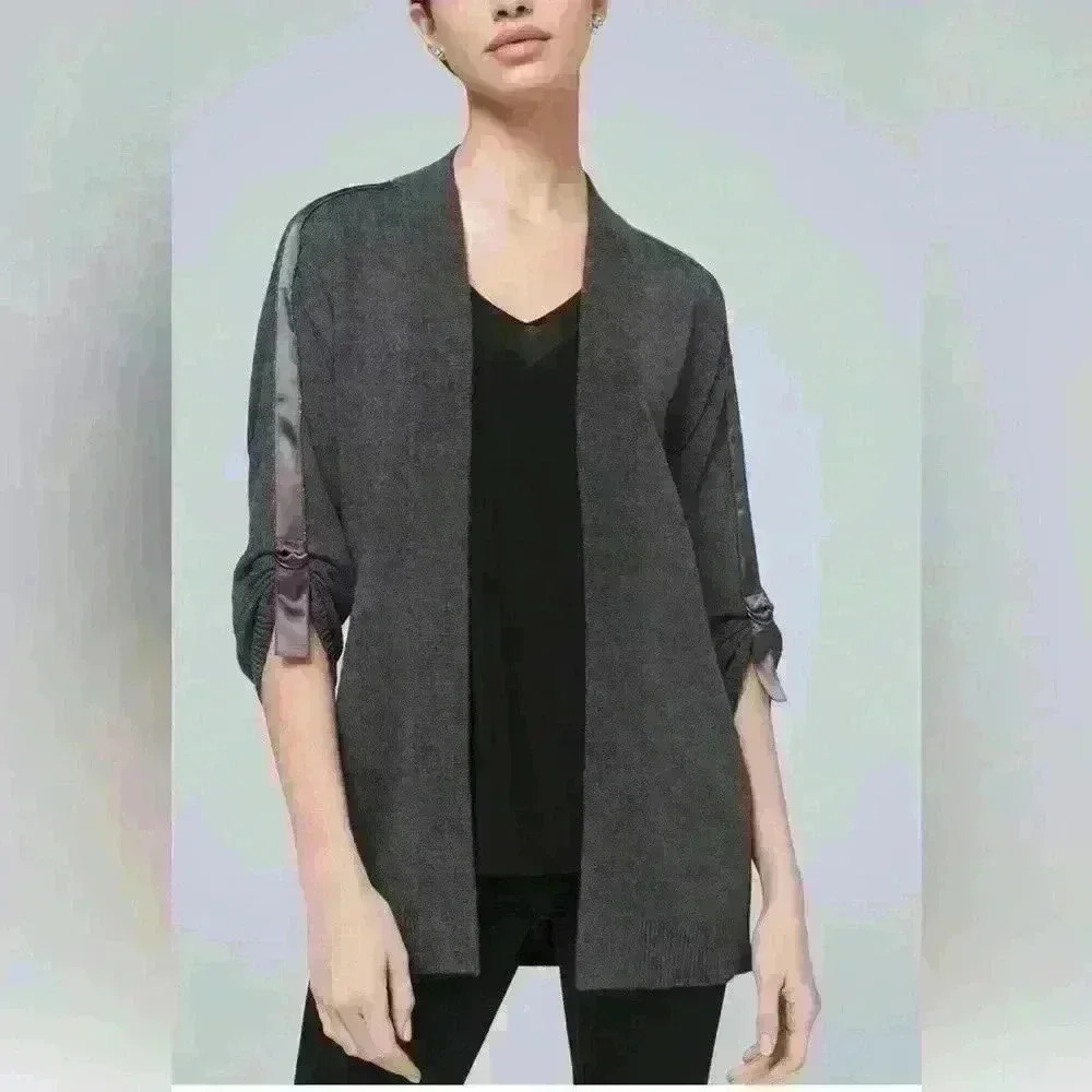 White House Black Market Ball Chain Satin Trim Coverup Size Small Grey